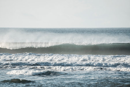 Beautiful view of the ocean waves on the beach. Toned.の写真素材