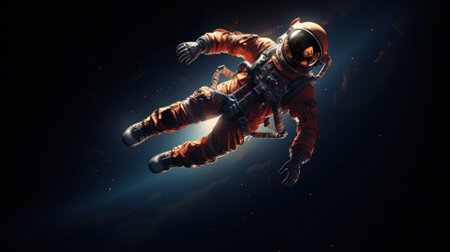Astronaut in space. Mixed media. Mixed media. Mixed mediaの素材