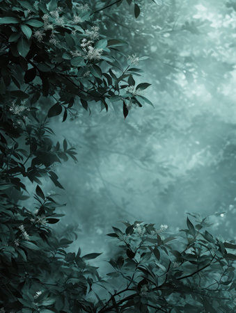 Abstract nature background. Black and white toned image of leaves and branchesの素材