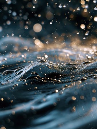 abstract water background with bokeh defocused lights and shadowの素材