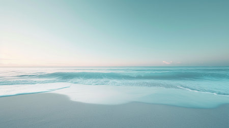 Beautiful seascape with ocean waves and blue sky. 3d renderingの素材
