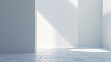 White empty room with concrete floor and white wall. 3d renderingの素材