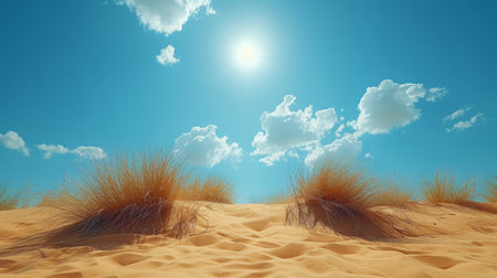 Sand dunes in the desert. 3D rendering. Nature backgroundの素材