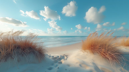 sand dunes on the beach. 3d render illustration of natureの素材