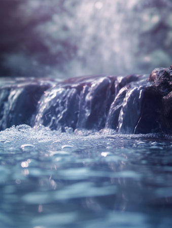 Waterfall in the forest, soft focus, shallow depth of fieldの素材
