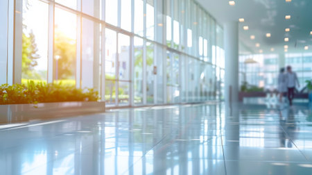 Blurred image of business people walking in the lobby of the airport.の素材