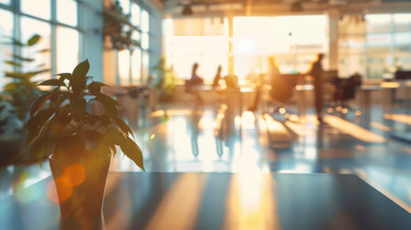 Blurred image of business people walking in the lobby of the airport.の素材
