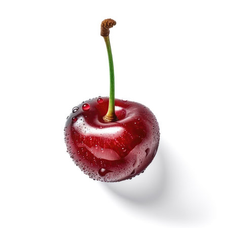 Cherry with water drops isolated on white background. Generative AIの素材