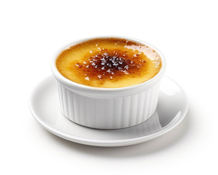 Creme brulee isolated on white background. Generative AIの素材