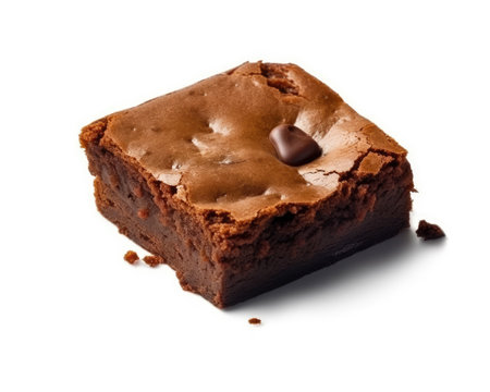 Chocolate brownie cake isolated on white background. Generative AIの素材