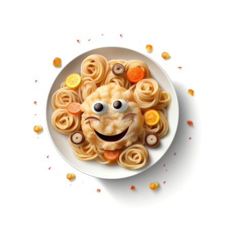 Funny food for kids, food emoji isolated on white background. Generative AIの素材