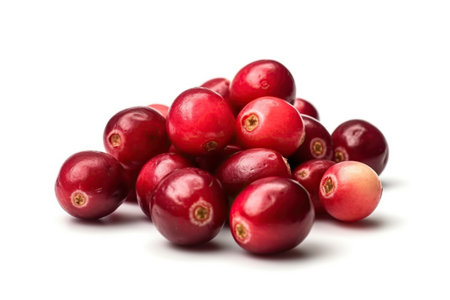 Cranberries isolated on white background close up. Generative AIの素材