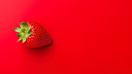Strawberry on a red background with copy space for text. Generative AIの素材