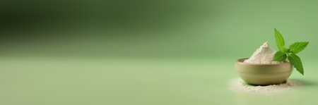 Collagen on green background with copy space.の素材