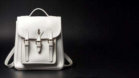White leather female handbag isolated on black background with copy space. Generative AIの素材