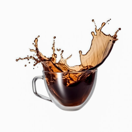 Coffee splash isolated on white background. Generative AIの素材