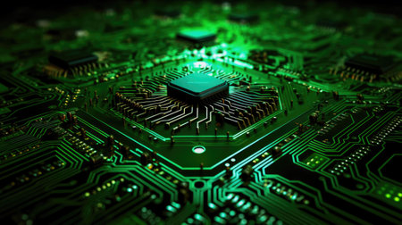 Close up of electronic circuit board. Technology background. Generative AIの素材