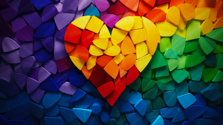 Colorful heart shape on colorful background. Love and Valentine's day conceptの素材