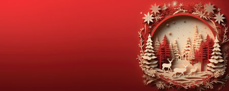 Christmas background with snowflakes and deer. backgroundの素材