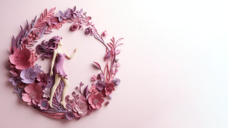 Women's day background with copy space, isolated on pinkの素材