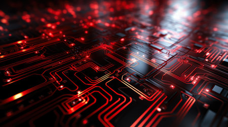 circuit board closeup. technology backgroundの素材