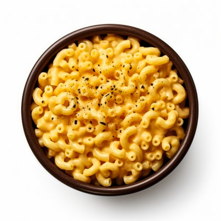Macaroni isolated on white background. top view.の素材