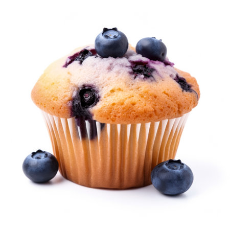 Blueberry muffin isolated on white background.の素材