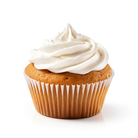 Cupcake with whipped cream isolated on white background.の素材