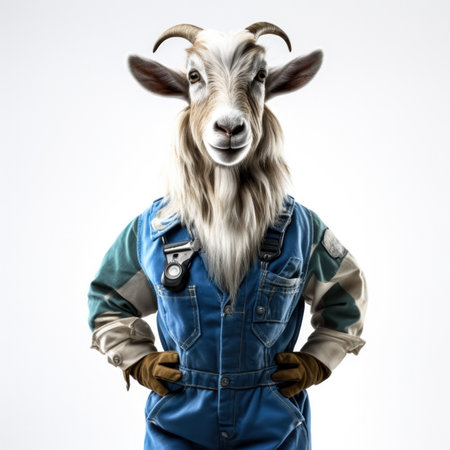 Goat mechanic; isolated on white backgroundの素材