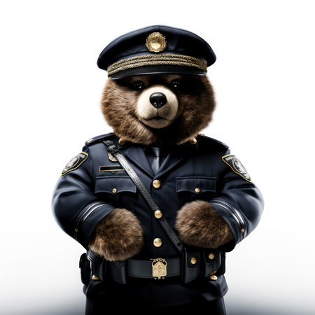 Bear police officer; isolated on white backgroundの素材