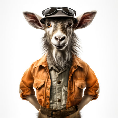 Goat mechanic; isolated on white backgroundの素材
