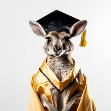 Kangaroo teacher; isolated on white backgroundの素材