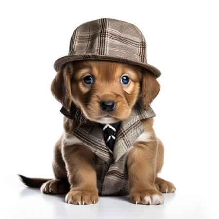 Puppy detective; isolated on white backgroundの素材