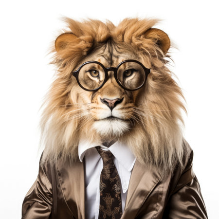 Lion lawyer; isolated on white backgroundの素材