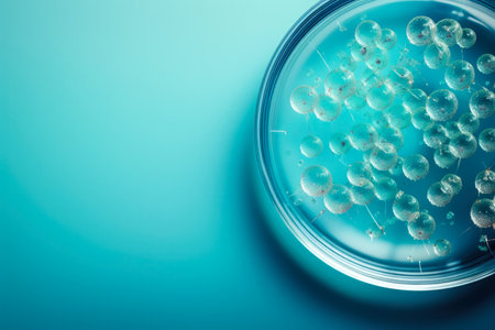 Petri dish with bacteria; background with empty space for textの素材