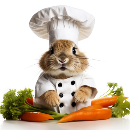 Rabbit chef; isolated on white backgroundの素材