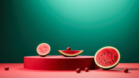 Surreal minimalism background with watermelonsの素材