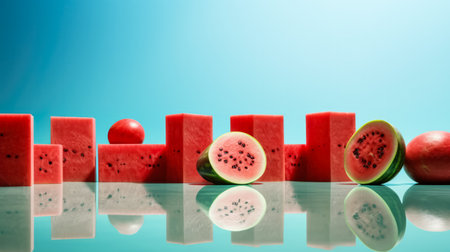 Surreal minimalism background with watermelonsの素材