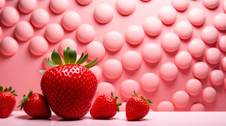 Surreal minimalism background with strawberriesの素材