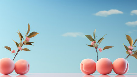 Surreal minimalism background with peachesの素材