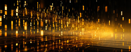 High-speed binary code in data center, blue backgroundの素材