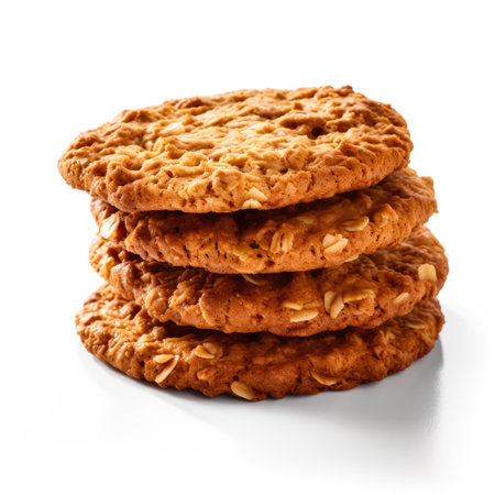 Delicious Anzac Biscuits isolated on white backgroundの素材
