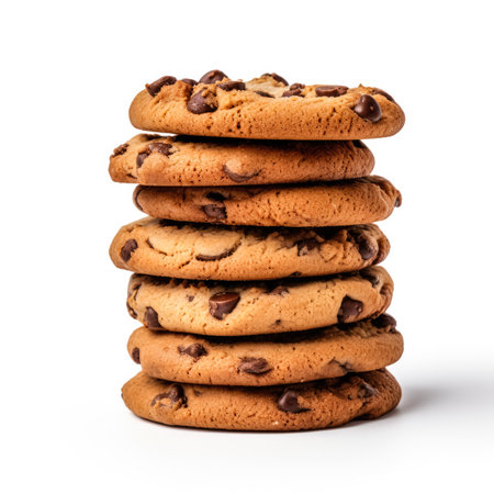 Delicious Chocolate Chip Cookies isolated on white backgroundの素材