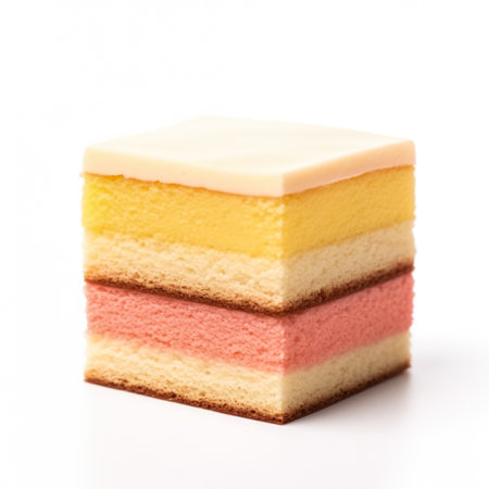 Delicious Battenberg Cake isolated on white backgroundの素材