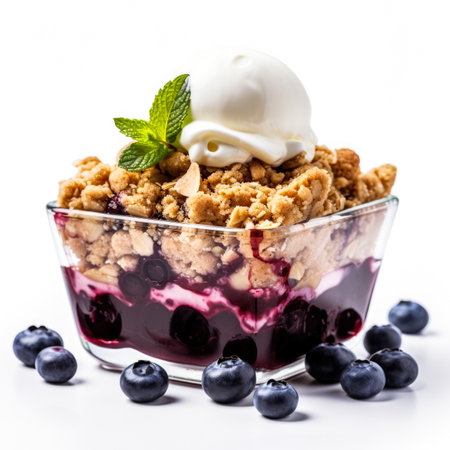 Delicious Blueberry Crumble isolated on white backgroundの素材