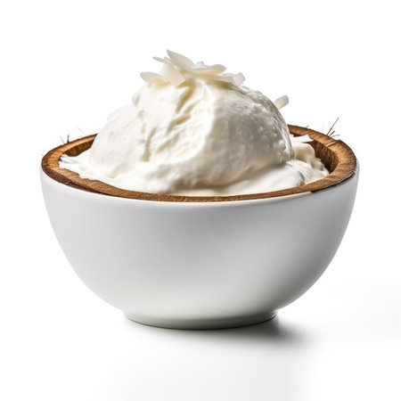 Delicious Coconut Ice Cream isolated on white backgroundの素材