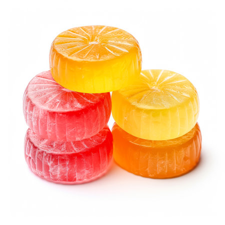 Delicious hard candy isolated on white backgroundの素材