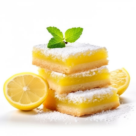 Delicious Lemon Bars isolated on white backgroundの素材
