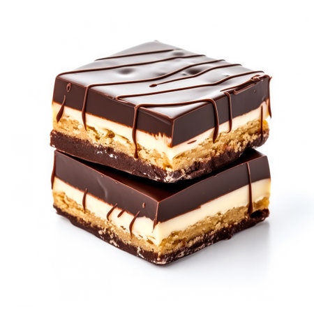 Delicious Nanaimo Bars isolated on white backgroundの素材