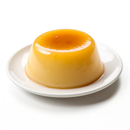 Delicious Pudim de Leite Condensado isolated on white backgroundの素材